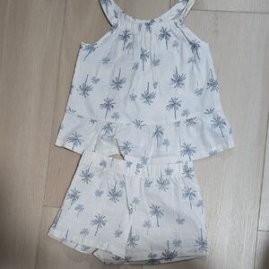 Palm Tree Print Tank Top and Shorts Set